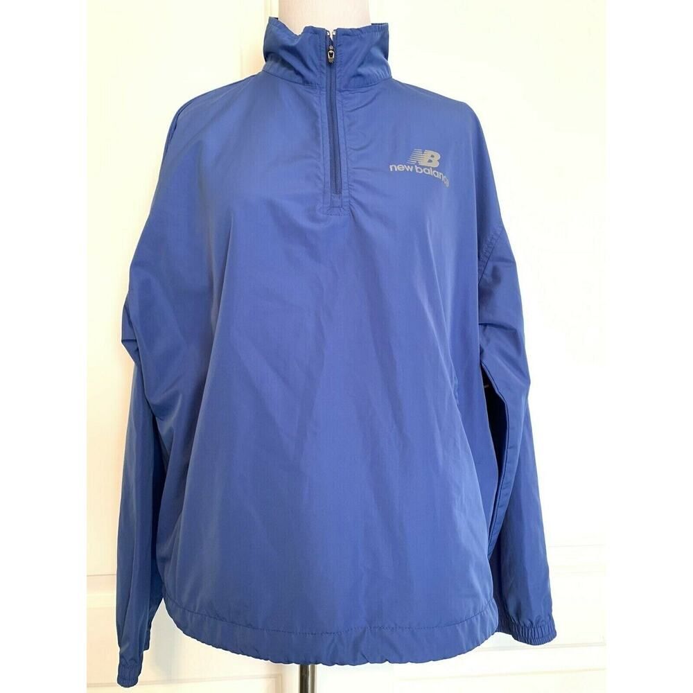 New Balance Outerwear Windbreaker Jacket Coat 1/2 Zip Blue Active Workout M